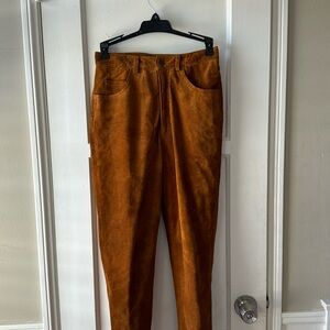 Hugo Buscati Genuine Leather Brown Suede Pants